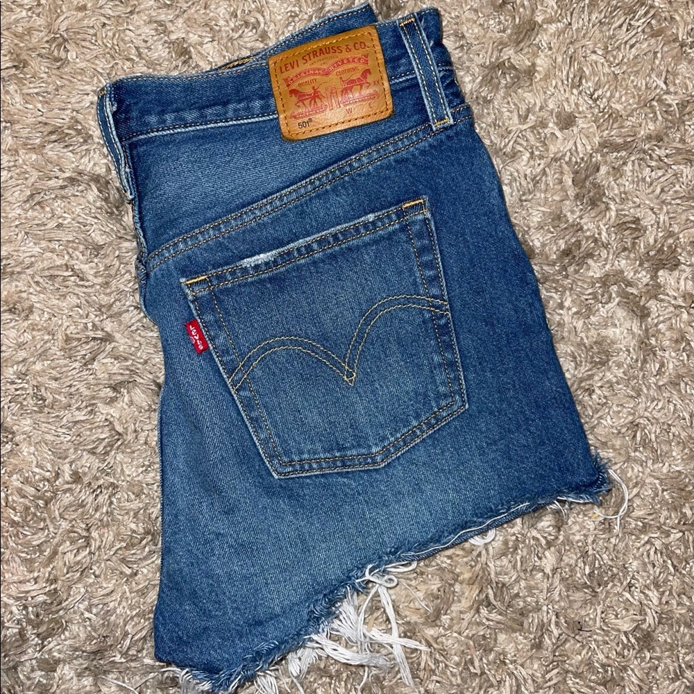 Levi’s 501 High Rise Denim Jean Shorts, Size 29.
